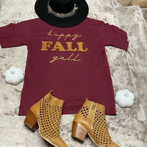 Happy Fall Y’all Tee with Pumpkin Pocket